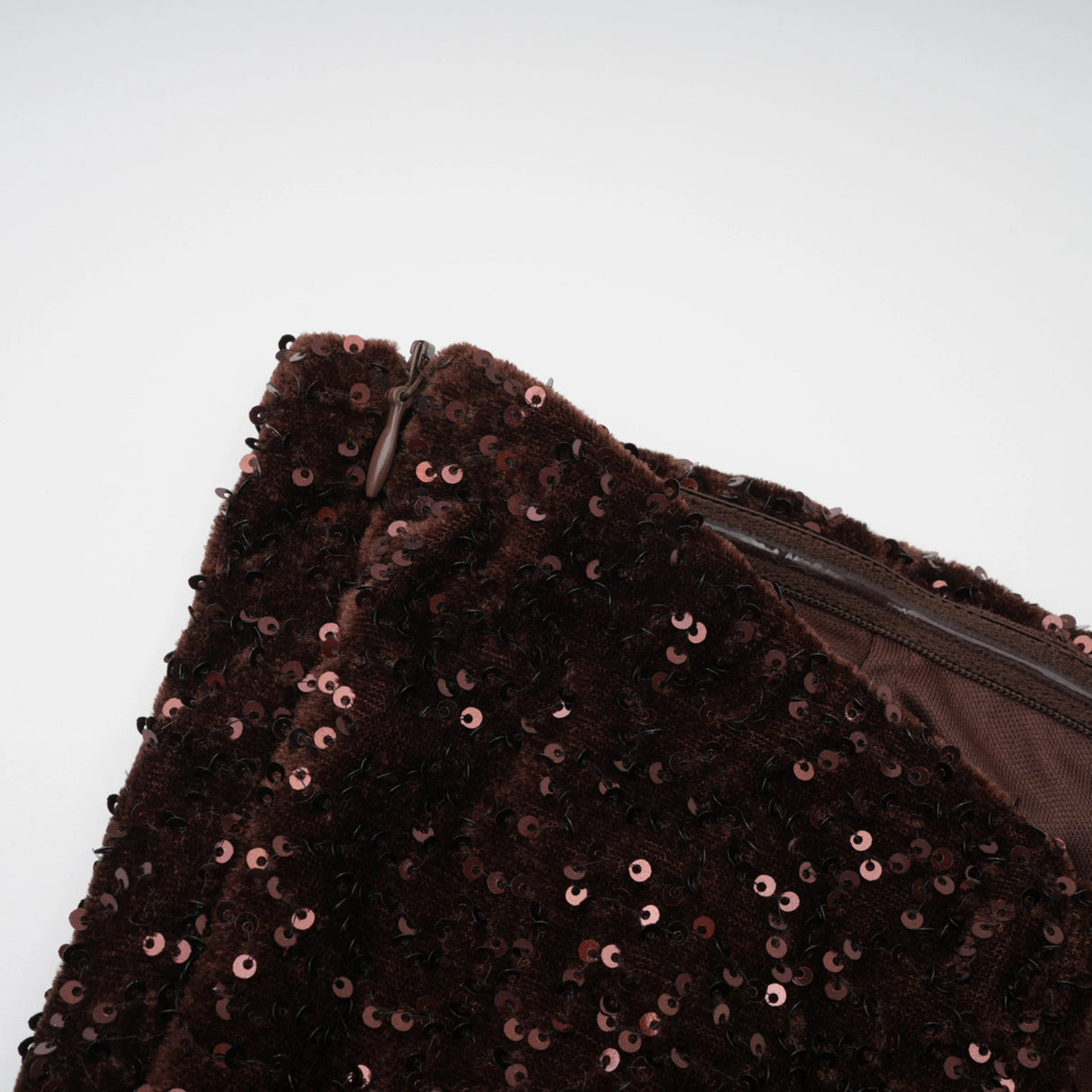 Giada Brown Sequined Asymmetrical Ruched Maxi Gown