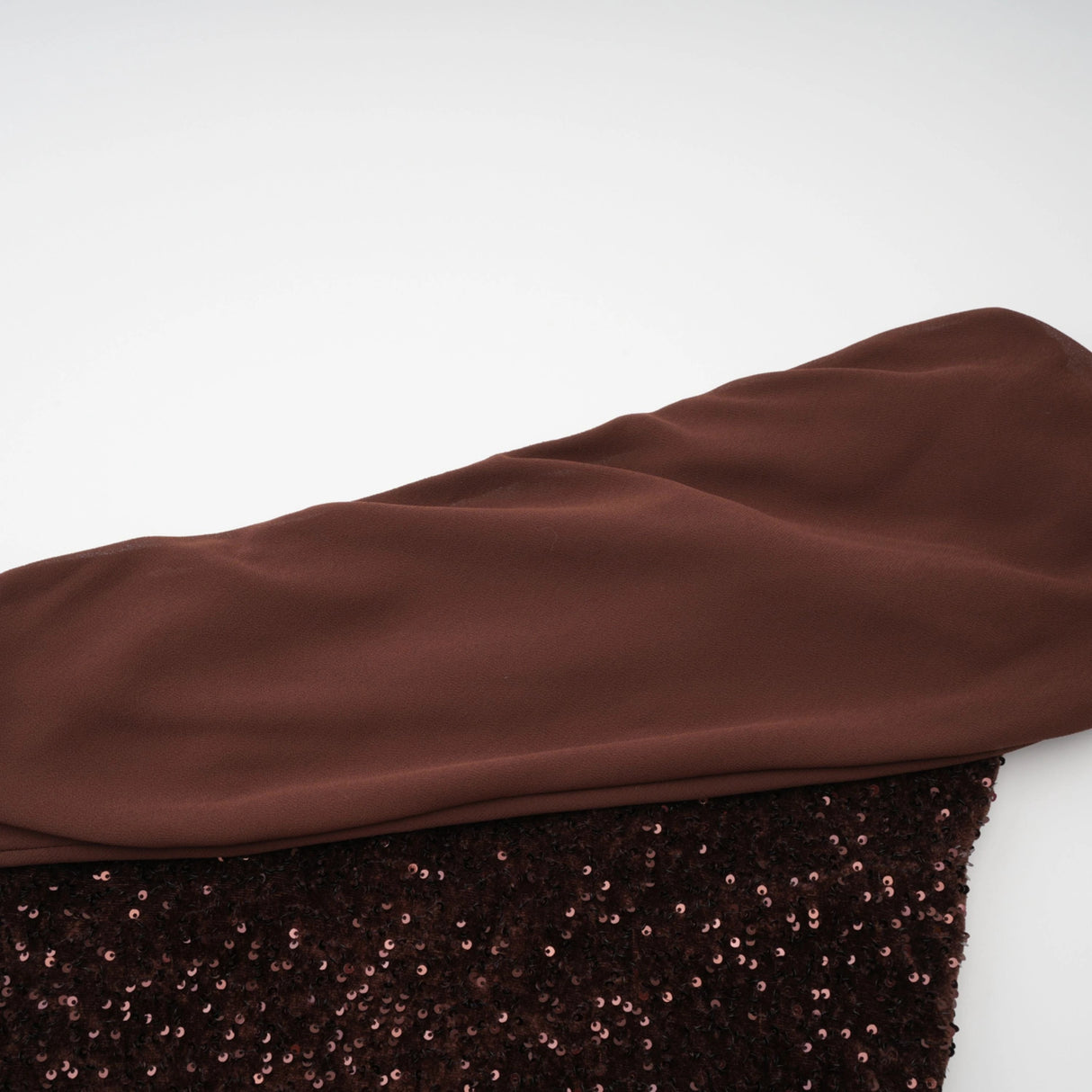Giada Brown Sequined Asymmetrical Ruched Maxi Gown