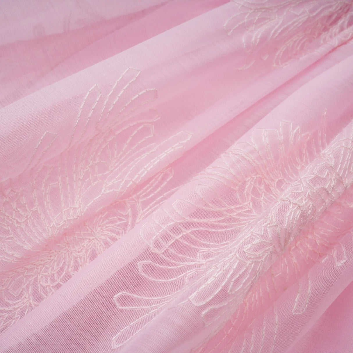 Giada Mini Dress Pink Embroidered Layered & Ruched