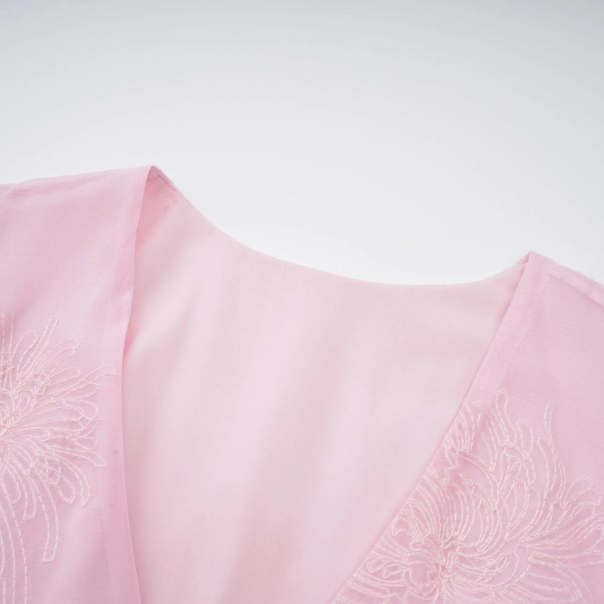 Giada Mini Dress Pink Embroidered Layered & Ruched