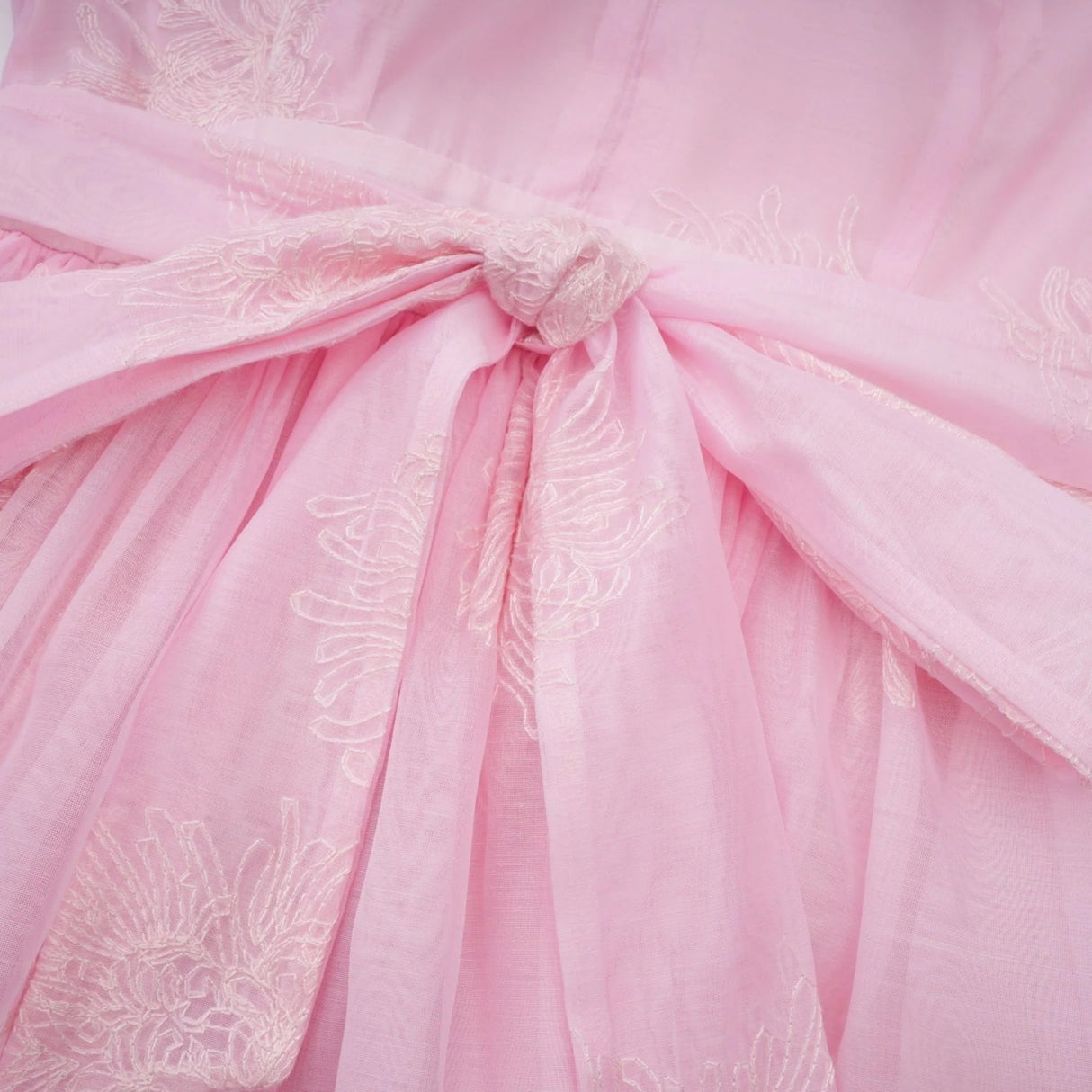 Giada Mini Dress Pink Embroidered Layered & Ruched