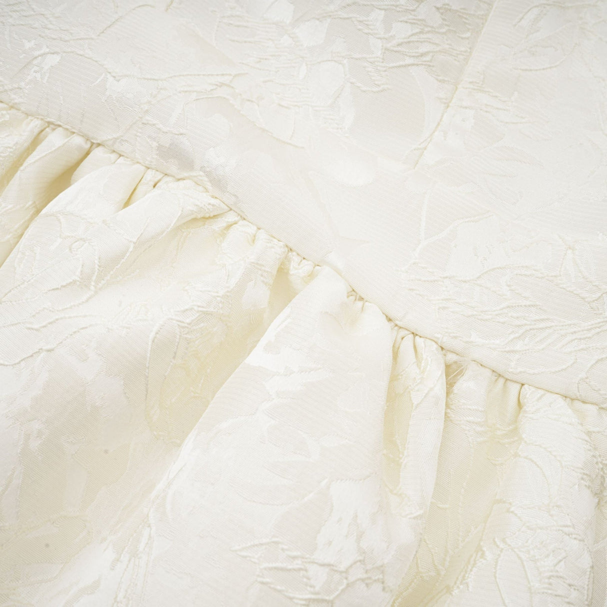 Giada Mini Dress - V Neck - Tiered Design - Elasticated Cuffs - Jacquard Pattern - Flared Skirt