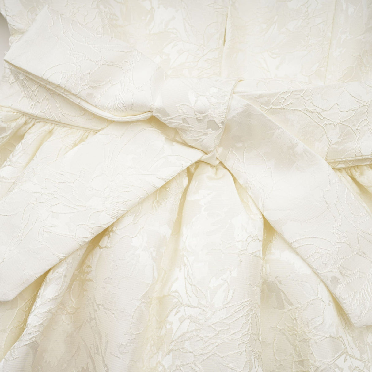 Giada Mini Dress - V Neck - Tiered Design - Elasticated Cuffs - Jacquard Pattern - Flared Skirt