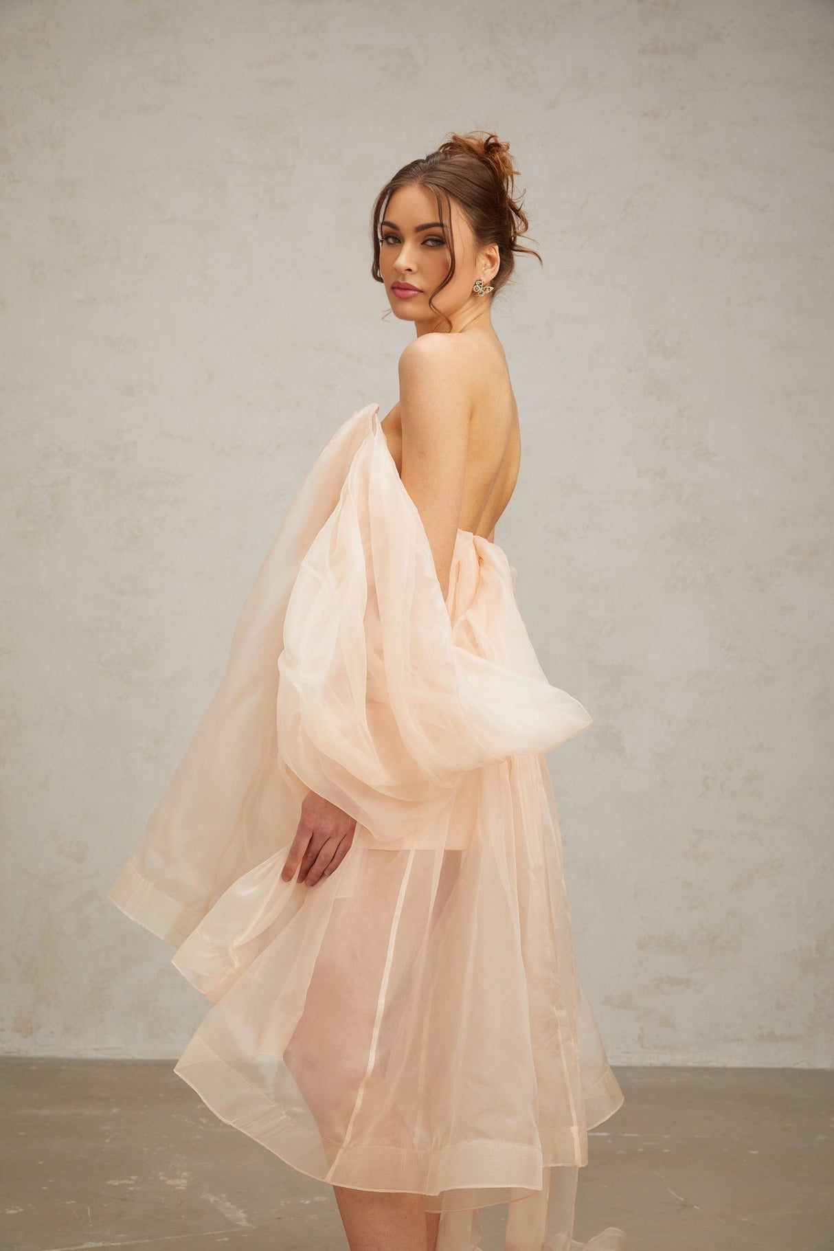 Giana Mini Dress - Strapless Boned Bodice V Neck Ruffled Voluminous Skirt Bow Embellishment