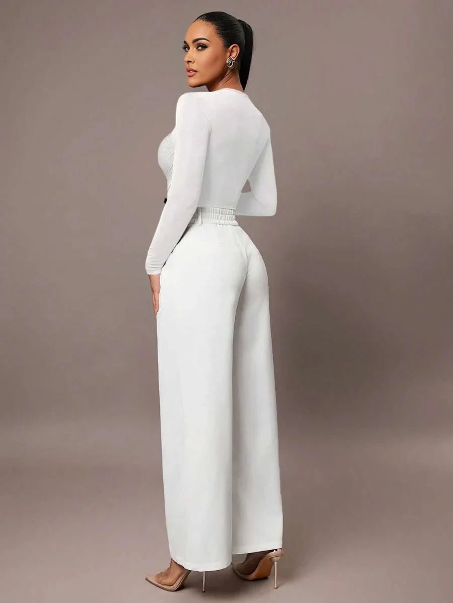 Gianna Bodysuit - Slim Fit - Knitted Fabric (93% Polyester, 7% Elastane) - Natural Waist Line (mid Waist) - Regular Long Sleeves - Modern Look