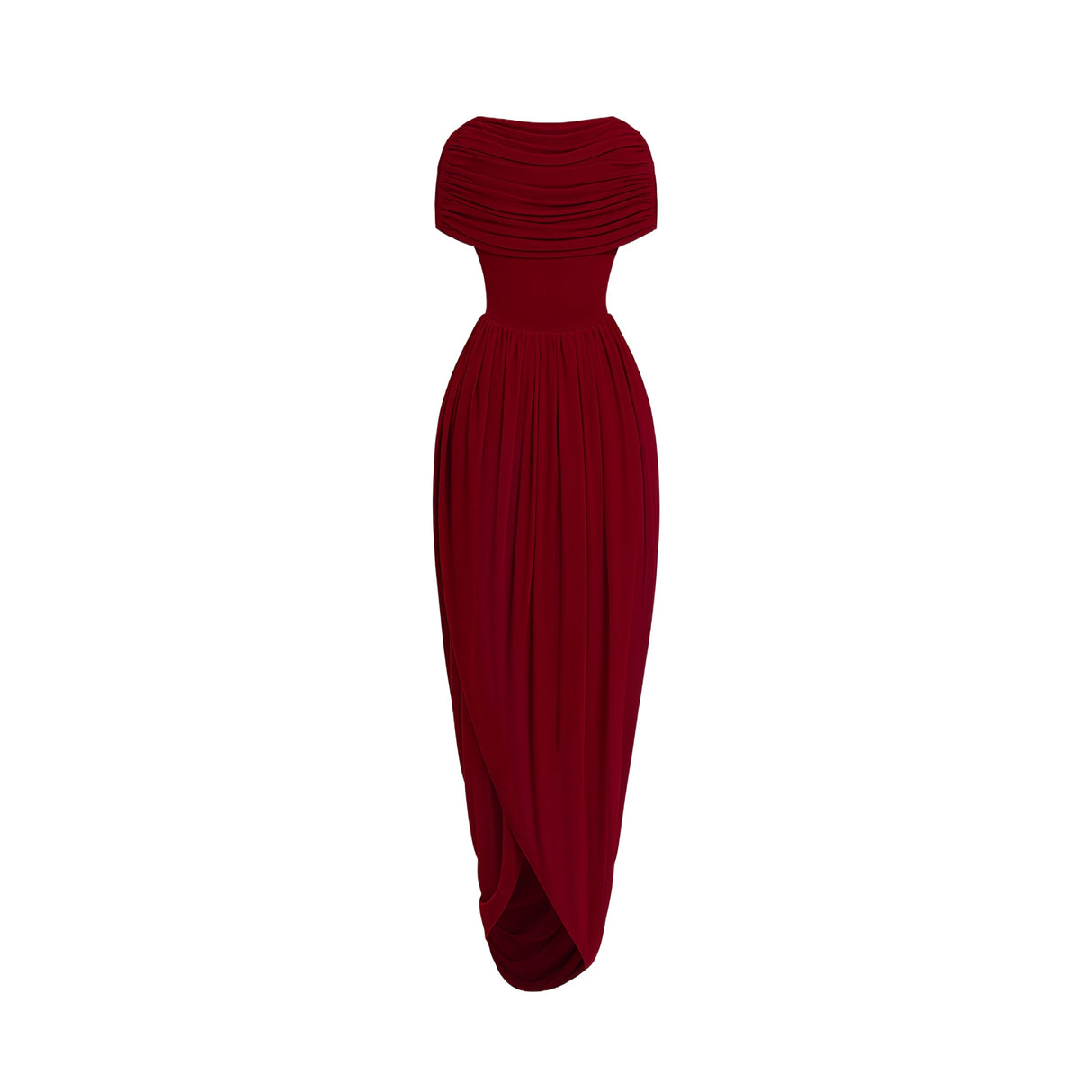Gianna Burgundy Shawl Design Draped Maxi Dress