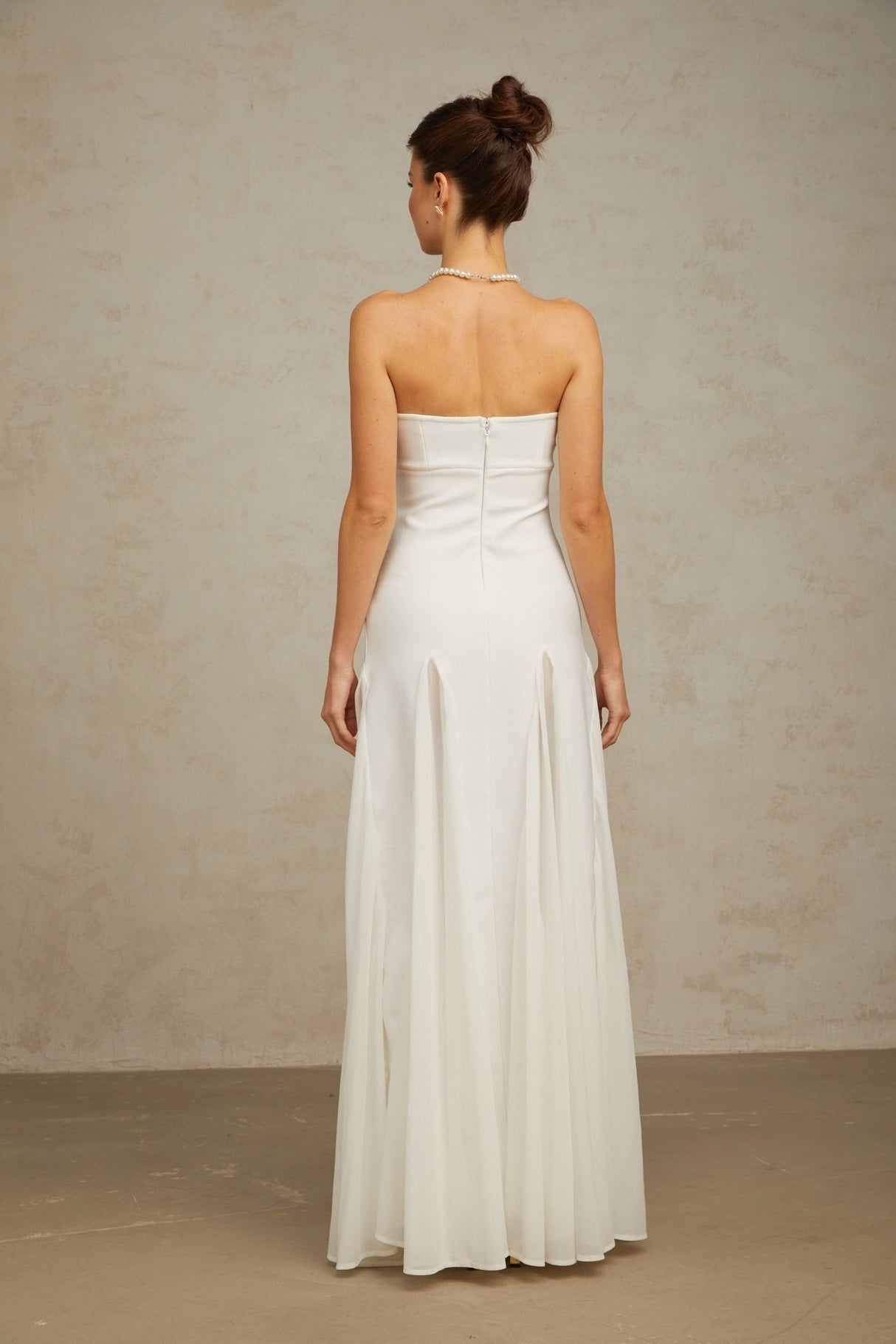 Giannina Maxi Dress - Off - The - Shoulder Design - Cinched Waist - Pleated Detailing - Tulle Panel Feature