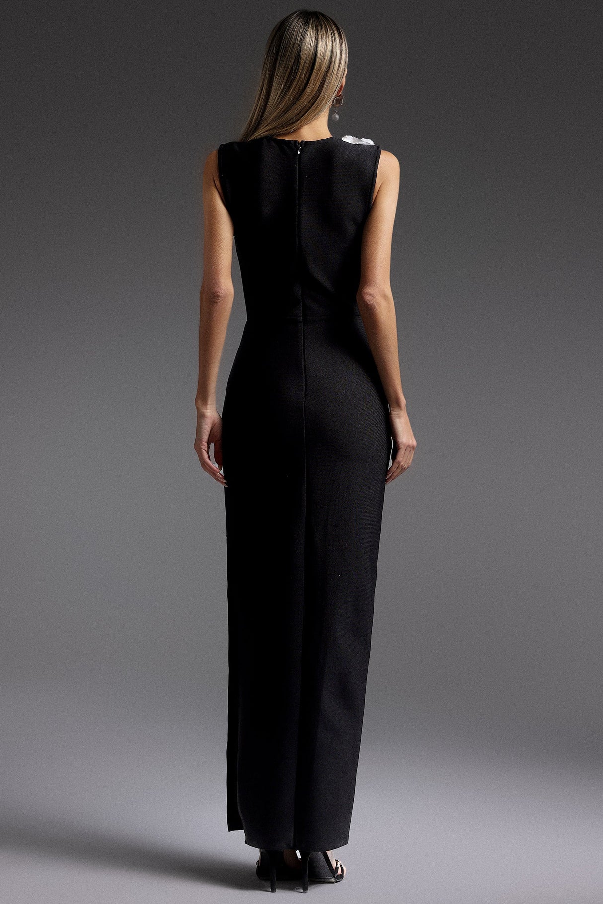 Gilda Black Floral Embellished Maxi Dress