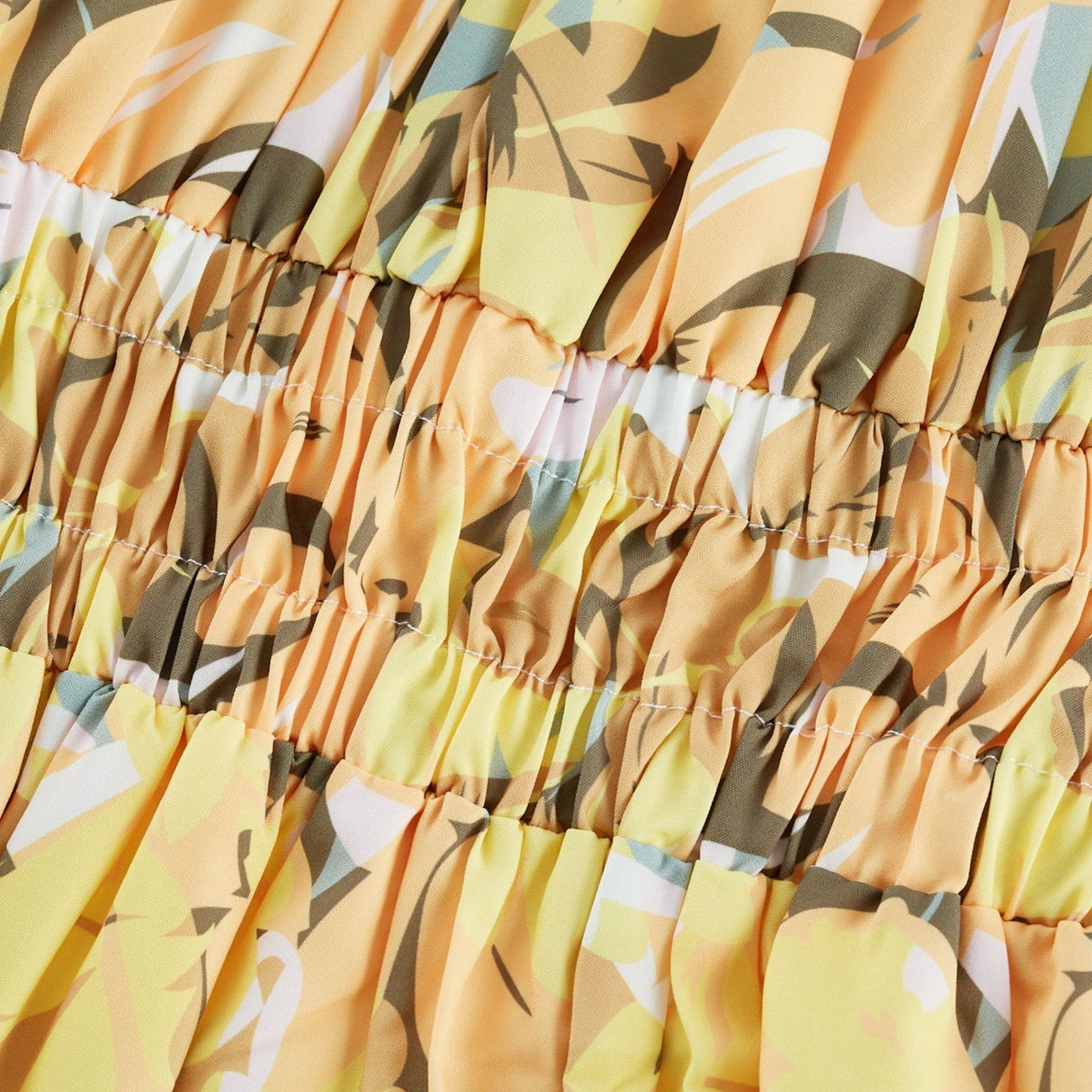 Ginetta Midi Dress - Off the Shoulder - Floral Print - Cut - Out Design - Layered Flounce Hem - A - Line Skirt