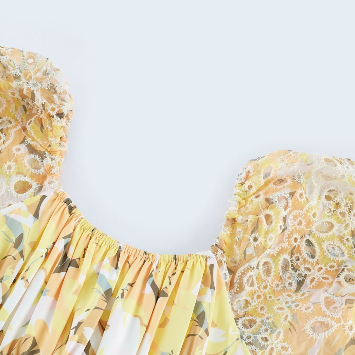 Ginetta Midi Dress - Off the Shoulder - Floral Print - Cut - Out Design - Layered Flounce Hem - A - Line Skirt