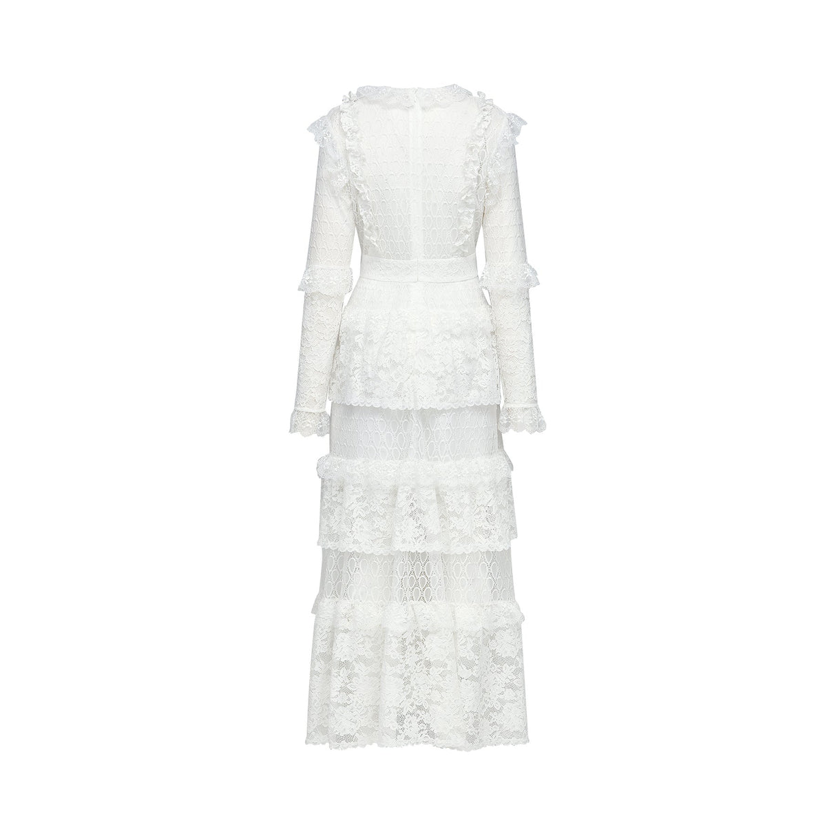 Ginetta Midi Dress - V - Neck Design - Floral Embroidery - Lace Trim - Cut - Out Details