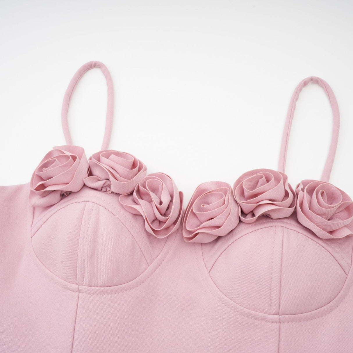 Ginetta Mini Dress - Sleeveless Spaghetti Strap Bustier Style Faux - Flower Embellishment Zip Fastening