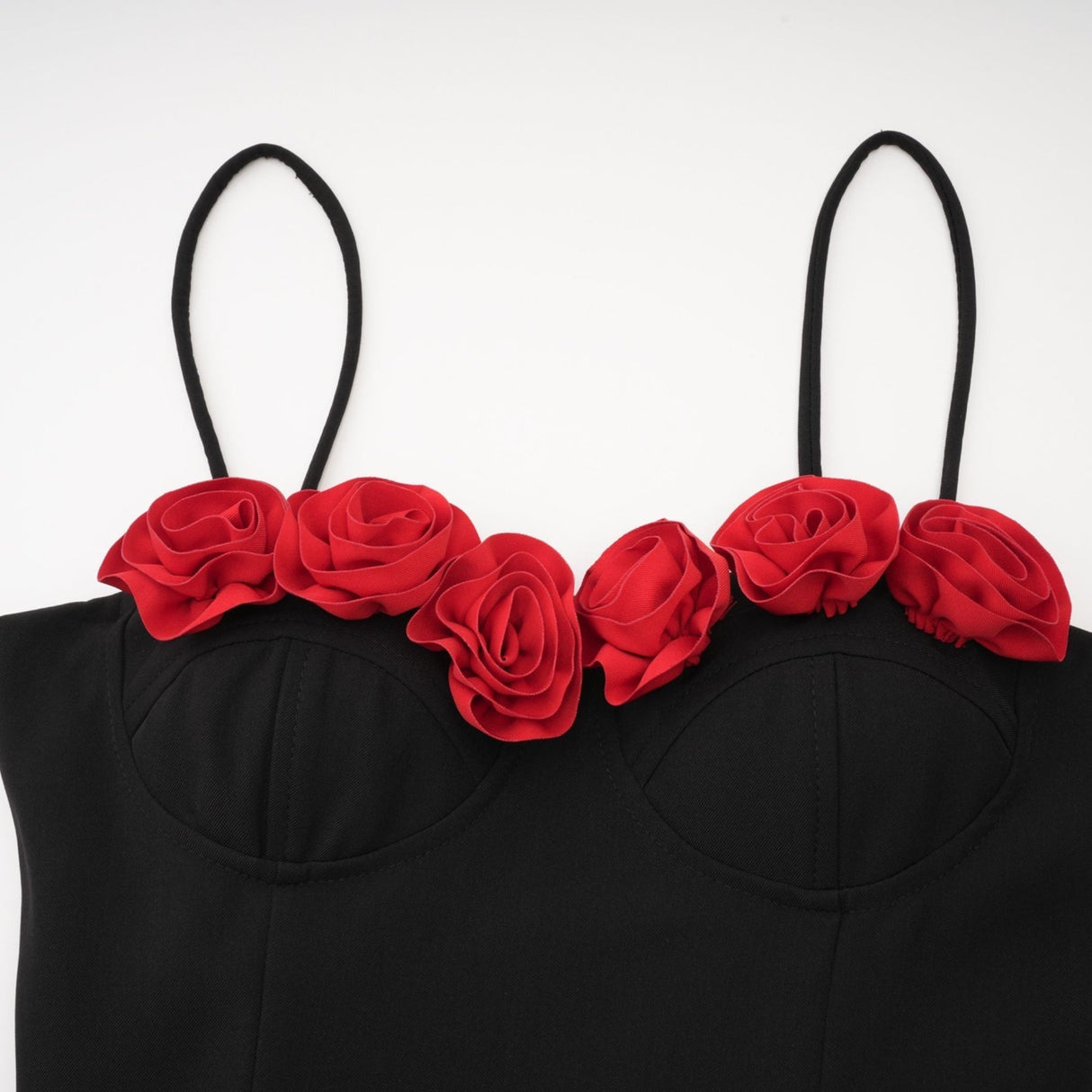 Ginetta Mini Dress - Sleeveless Spaghetti Strap Bustier Style Faux - Flower Embellishment Zip Fastening