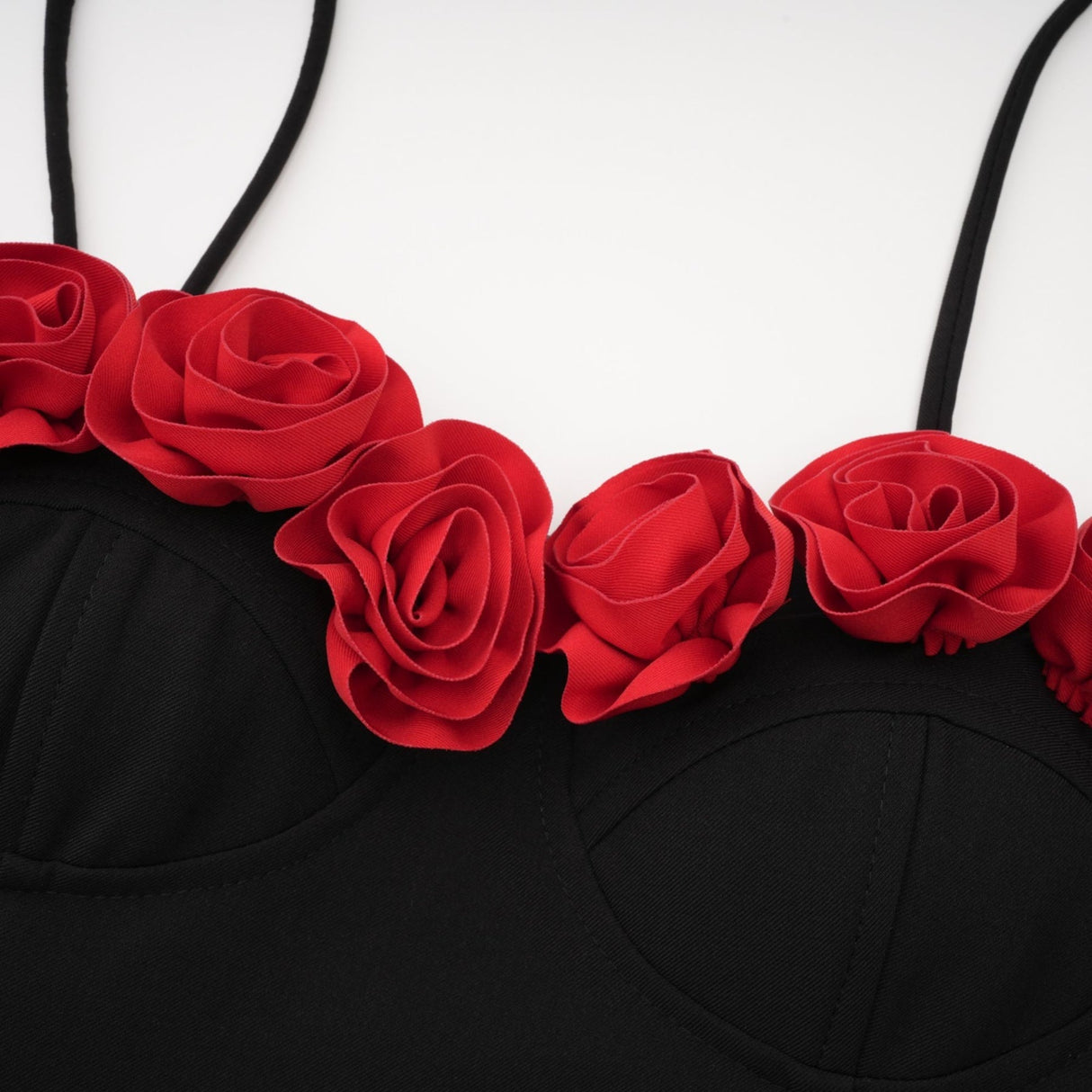 Ginetta Mini Dress - Sleeveless Spaghetti Strap Bustier Style Faux - Flower Embellishment Zip Fastening