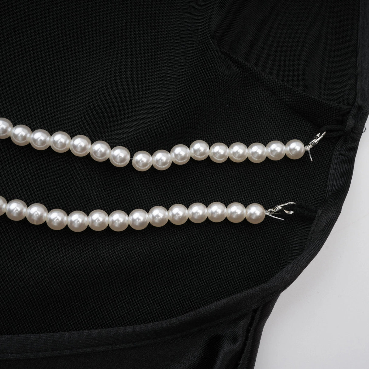 Ginevra black halterneck fauxpearl satin maxi dress