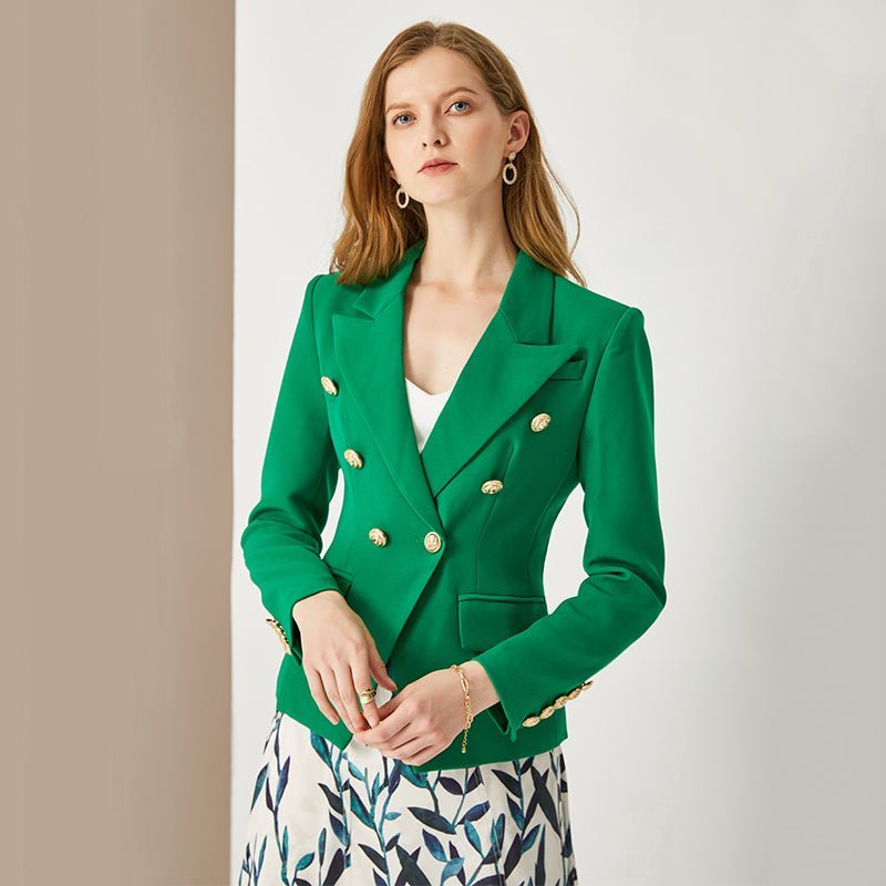 Ginevra Blazer - Tailored Double - Breasted Silhouette - Modern Flair - Vibrant Hue - Structured Fit - Versatile Styling