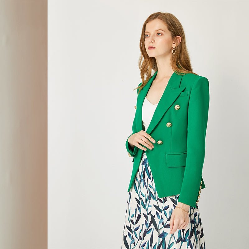 Ginevra Blazer - Tailored Double - Breasted Silhouette - Modern Flair - Vibrant Hue - Structured Fit - Versatile Styling