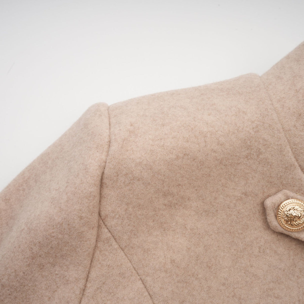 Ginevra Mock Neck Cape Coat – Detachable Scarf – Faux Fur Trim – Gold Buttons – Elegant Long Sleeve Design