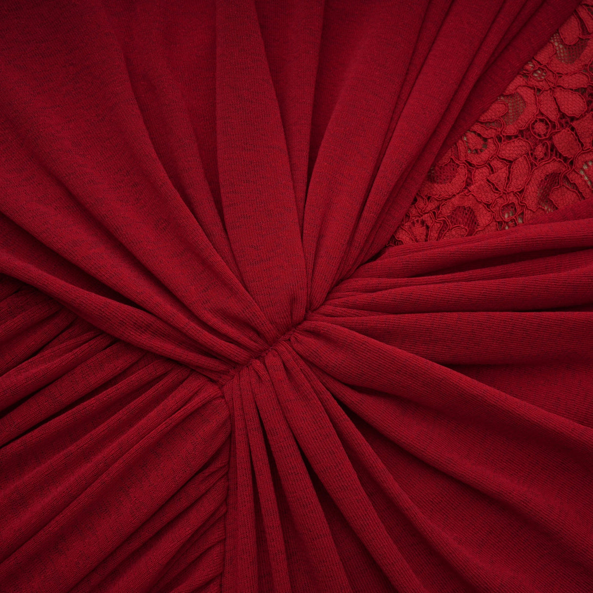 Giovanna Red VNeck Ruched Midi Dress with Half Sleeves