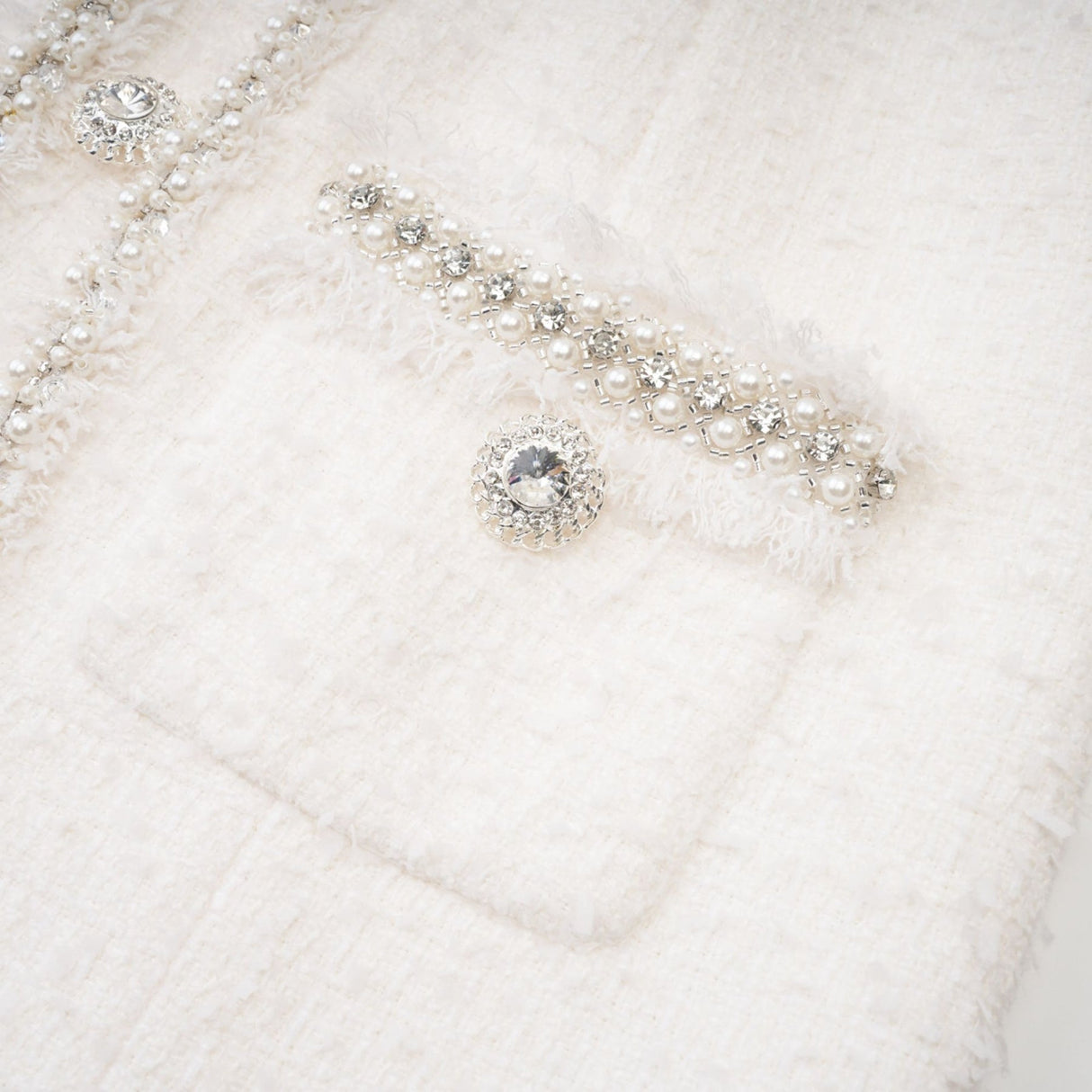 Giovannella Dress - White - Halter Neck - Thigh Length - Embellished & Buttoned