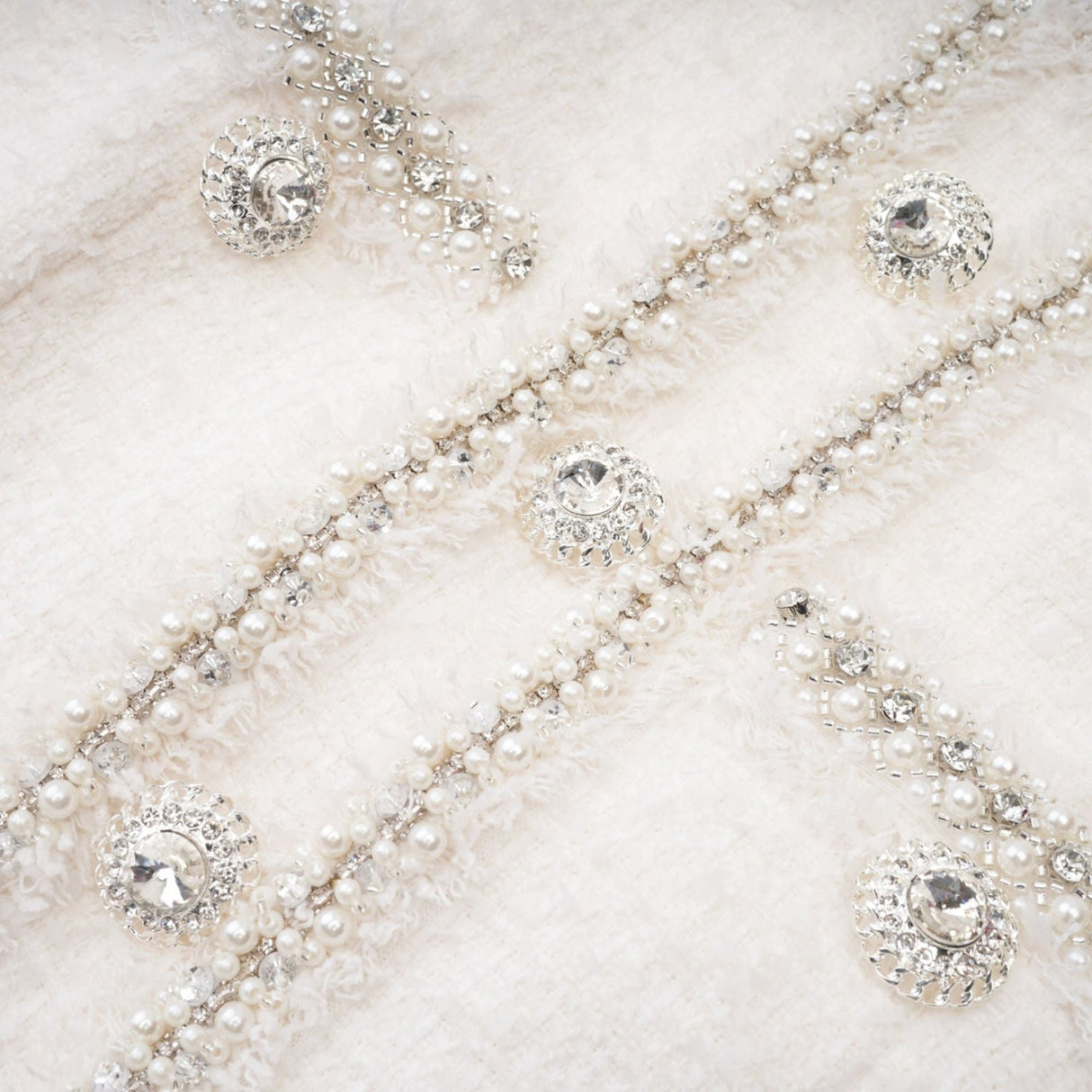 Giovannella Dress - White - Halter Neck - Thigh Length - Embellished & Buttoned