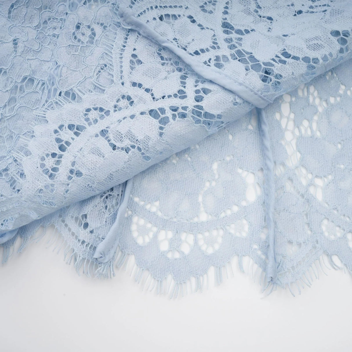 Giselle Midi Dress Blue Floral Lace Boned Belted Calf - Length Hem Scallop Trim