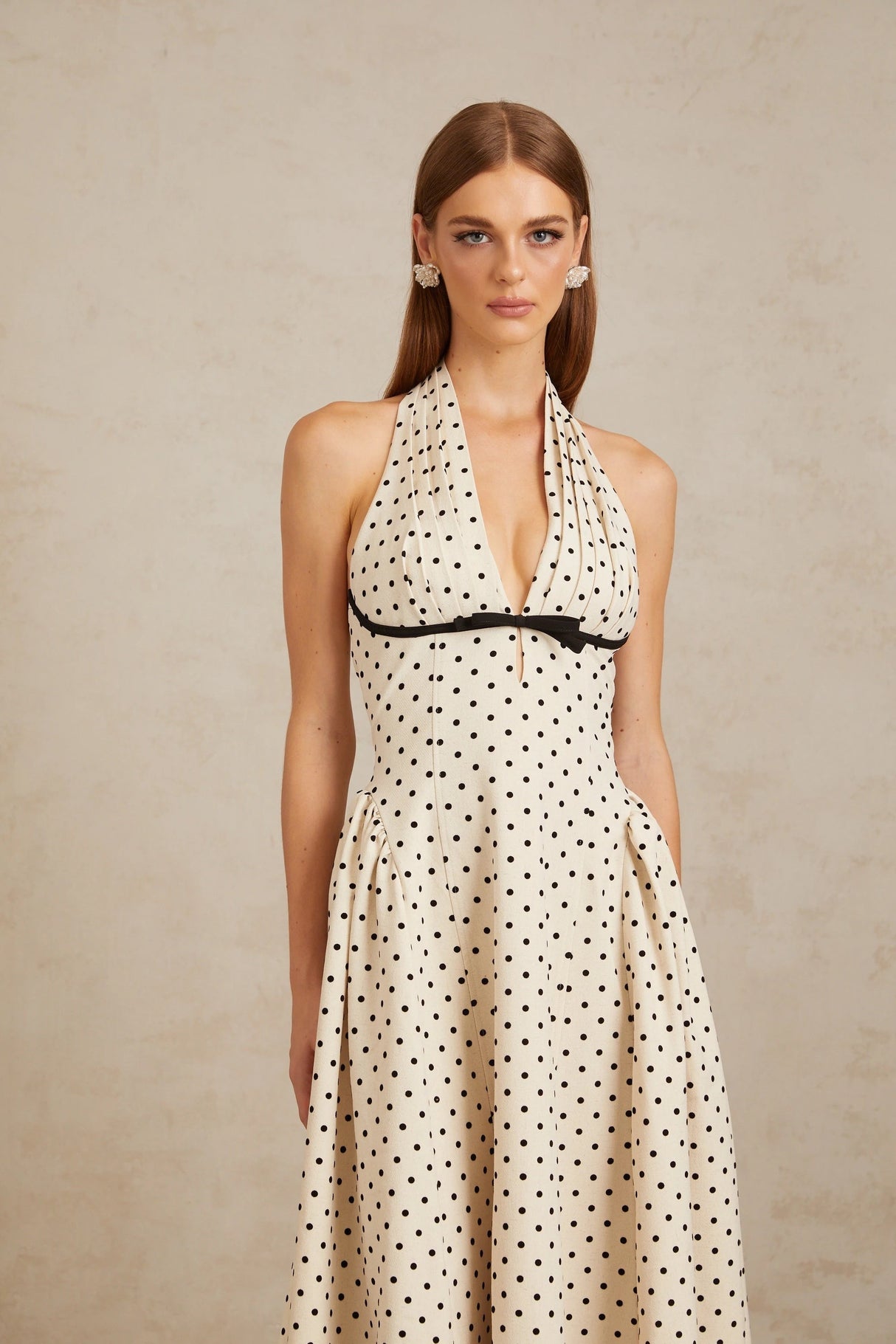 Gitane White Polka Dot Midi Dress