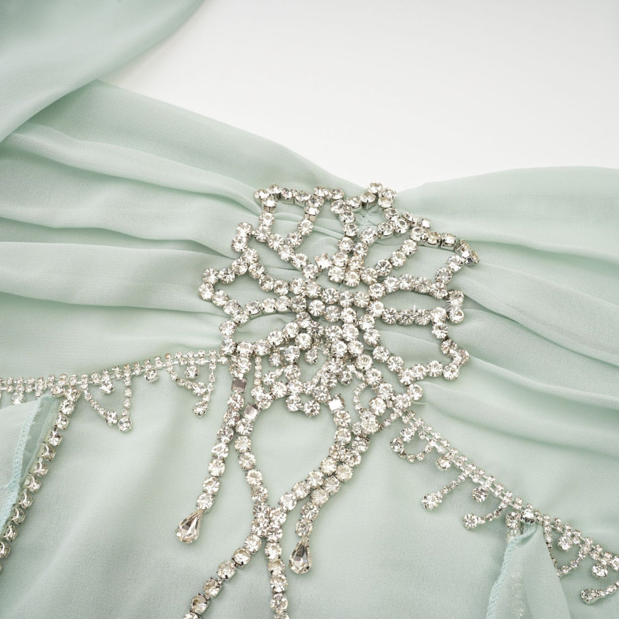 Giuditta Midi Dress - Sleeveless - Halterneck - Pleated - Ruffled Crystal Embellished