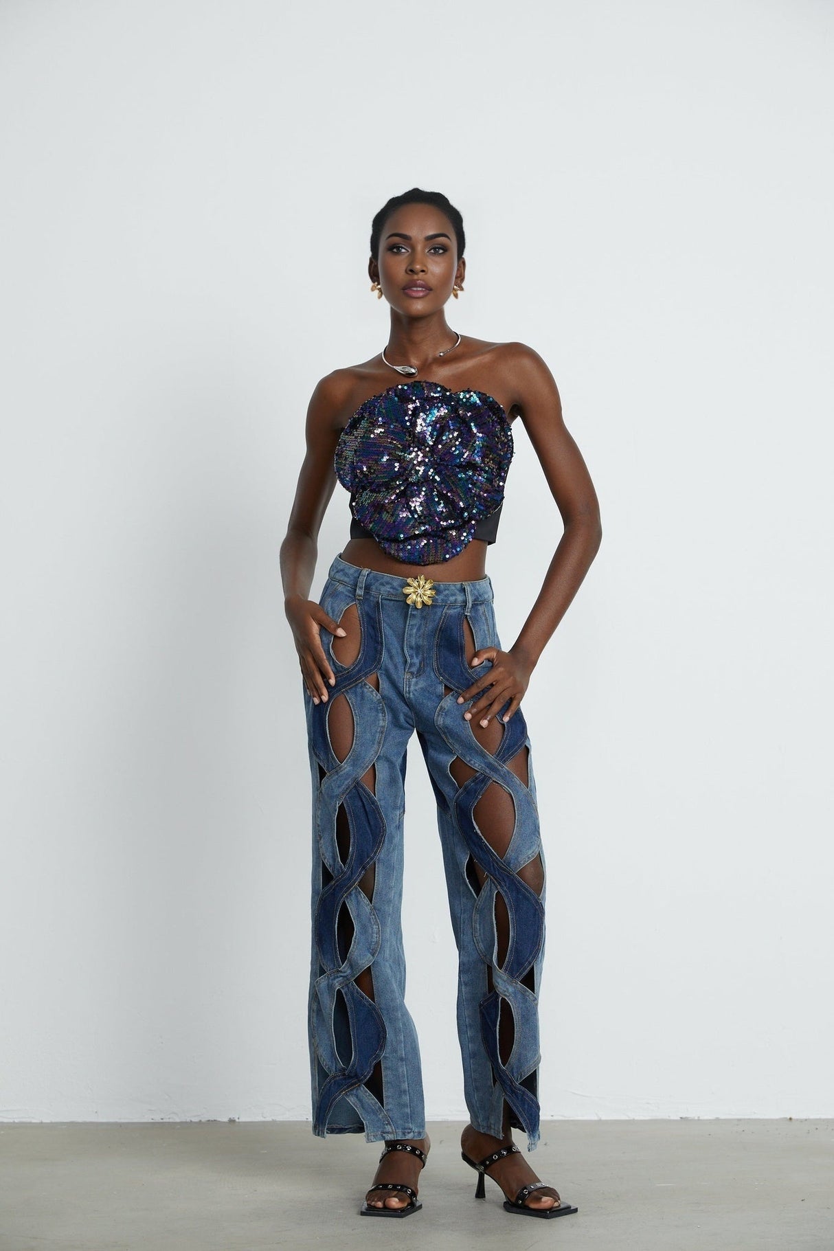 Giuliana Jeans - High Waist Design - Cut - Out Detail - Panel Detailing - Belt Loops