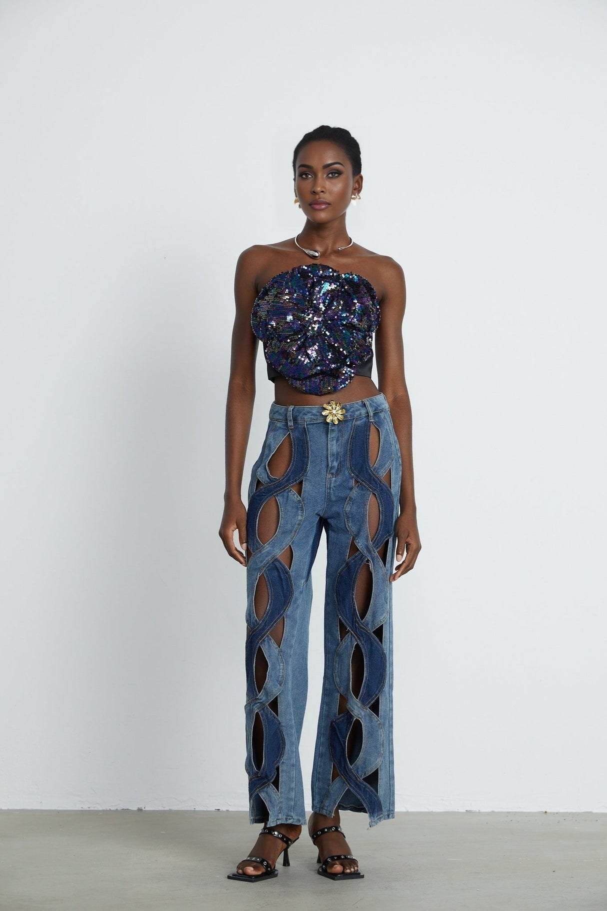 Giuliana Jeans - High Waist Design - Cut - Out Detail - Panel Detailing - Belt Loops