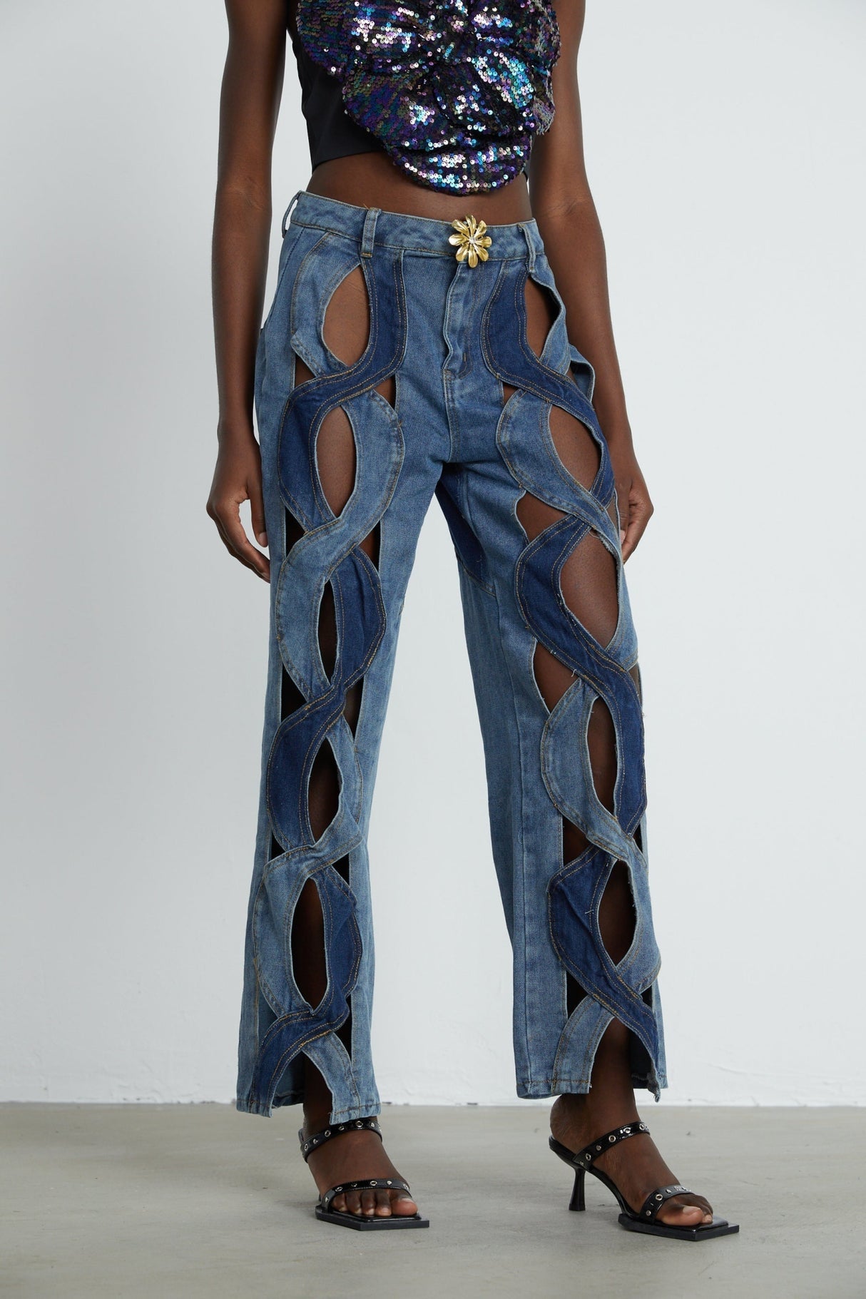 Giuliana Jeans - High Waist Design - Cut - Out Detail - Panel Detailing - Belt Loops