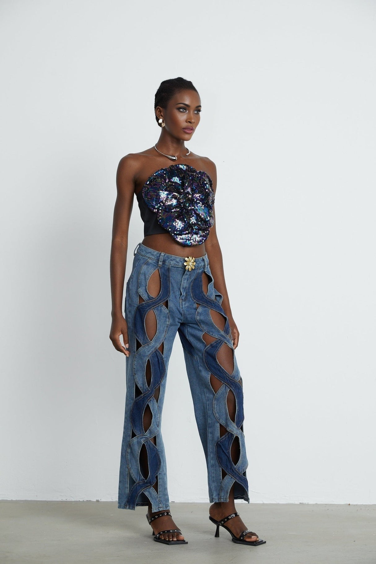 Giuliana Jeans - High Waist Design - Cut - Out Detail - Panel Detailing - Belt Loops