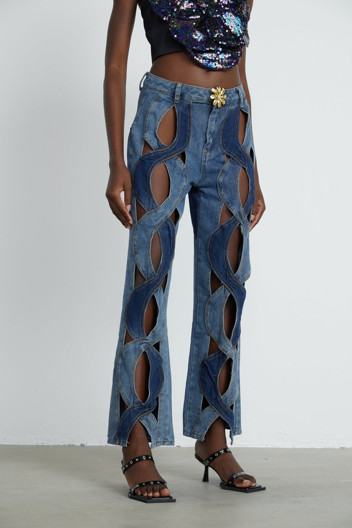 Giuliana Jeans - High Waist Design - Cut - Out Detail - Panel Detailing - Belt Loops