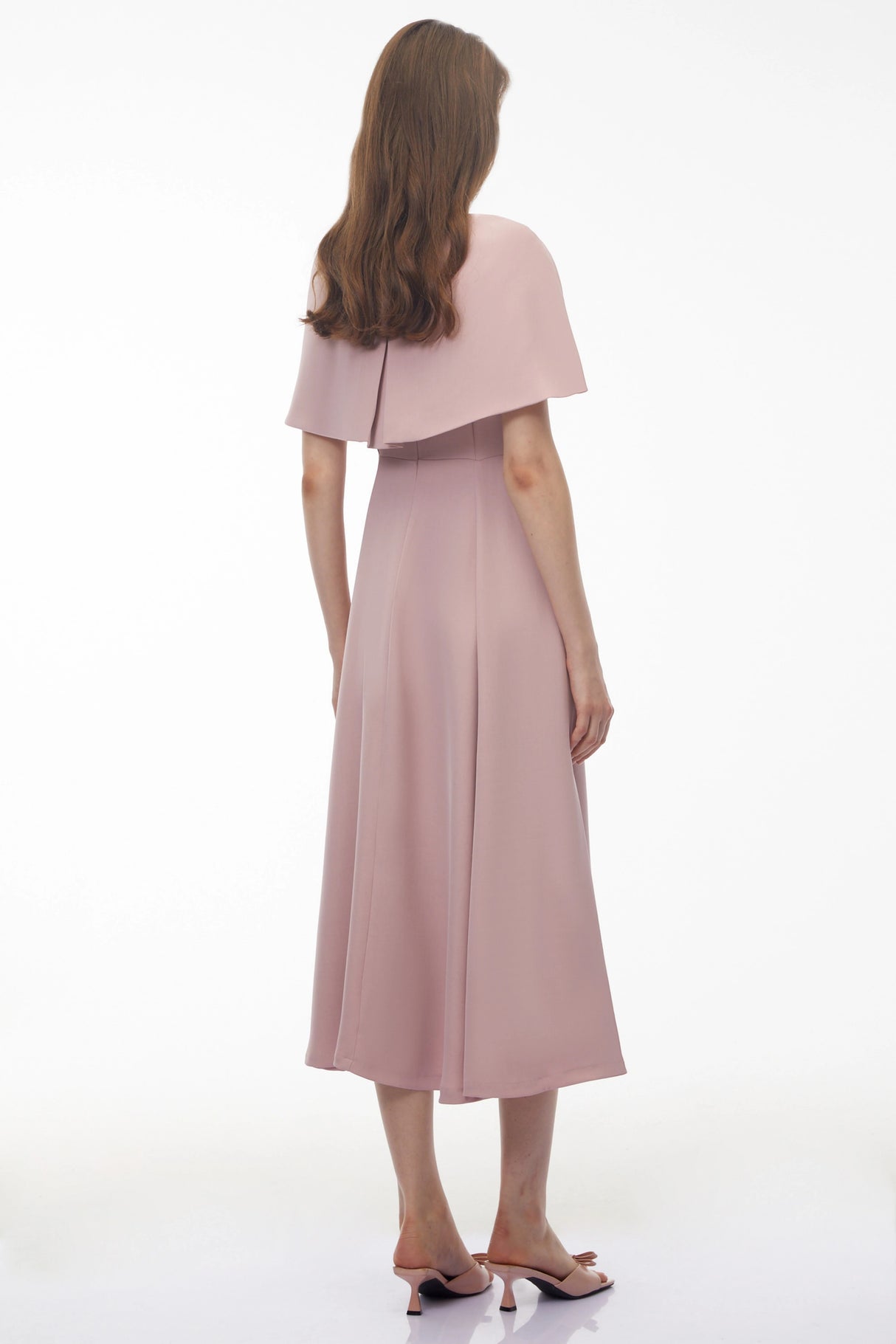 Giuliana Pink Solid Cape Midi Dress Set