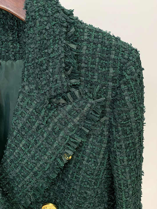 Gloria Blazer - Tailored Double - Breasted Fit - Classic Tweed Design - Fitted Waist - Button Details - Luxurious Textured Tweed