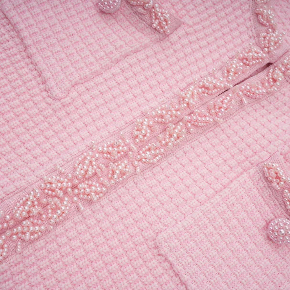 Gloria Mini Dress - Knitted Crew Neck Bead Embellishment Patch Pockets