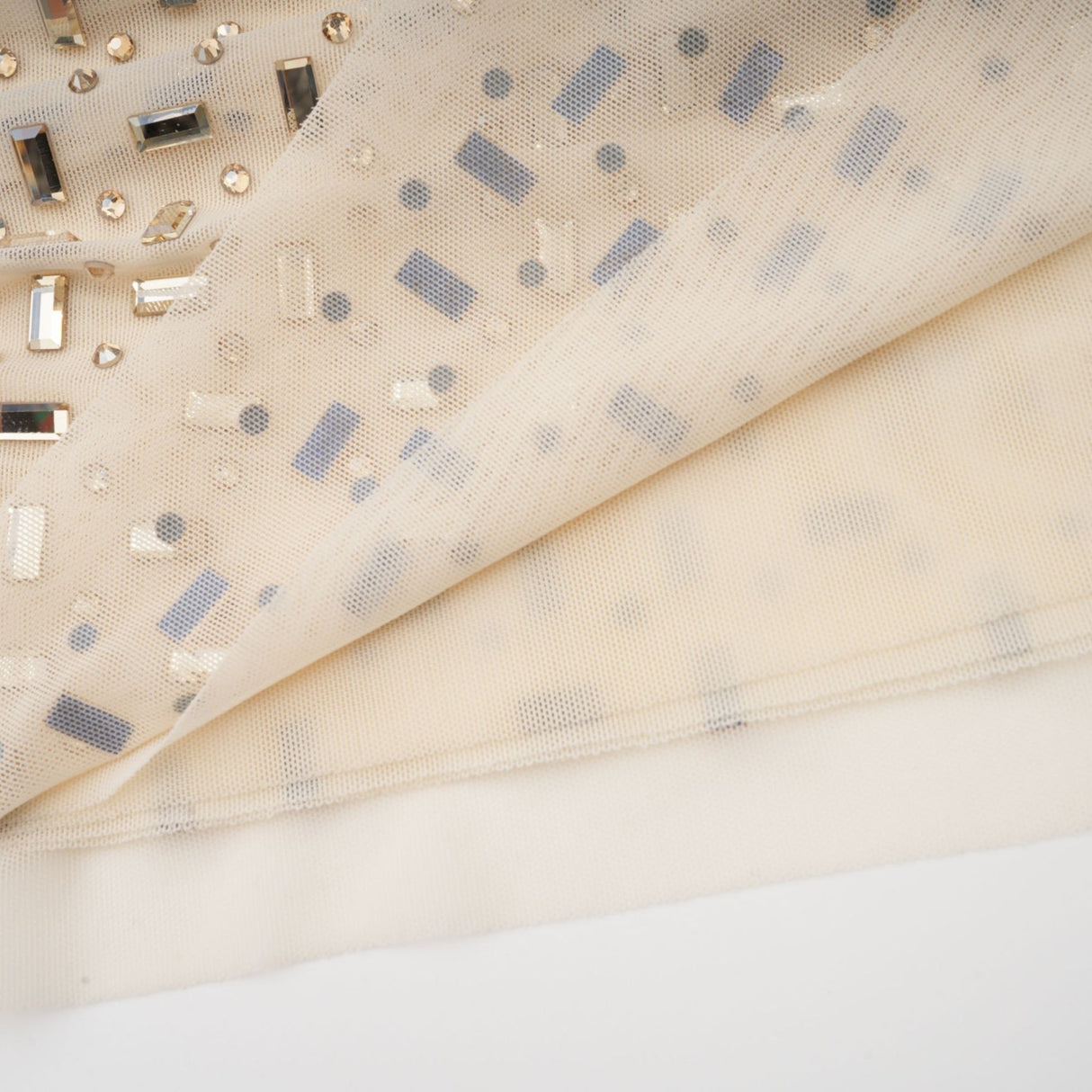 Gloria Mini Dress - Long Sleeves - Crystal Embellishment - Draped Design - Rear Zip Fastening