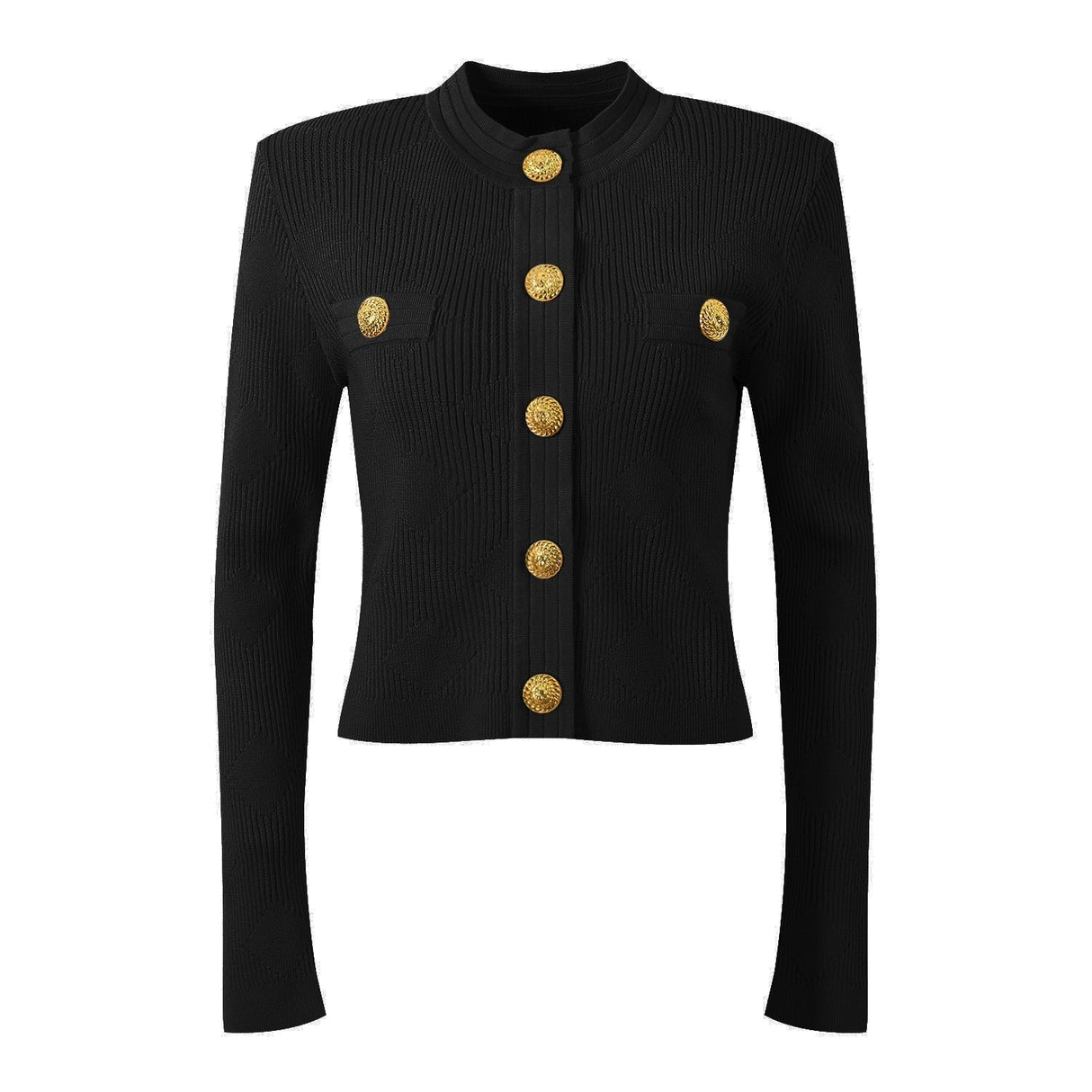 Grace Cardigan - Tailored Fit - Textured Design - Light With Accents - Elegant Button - Up Style - Decorative Gold Buttons