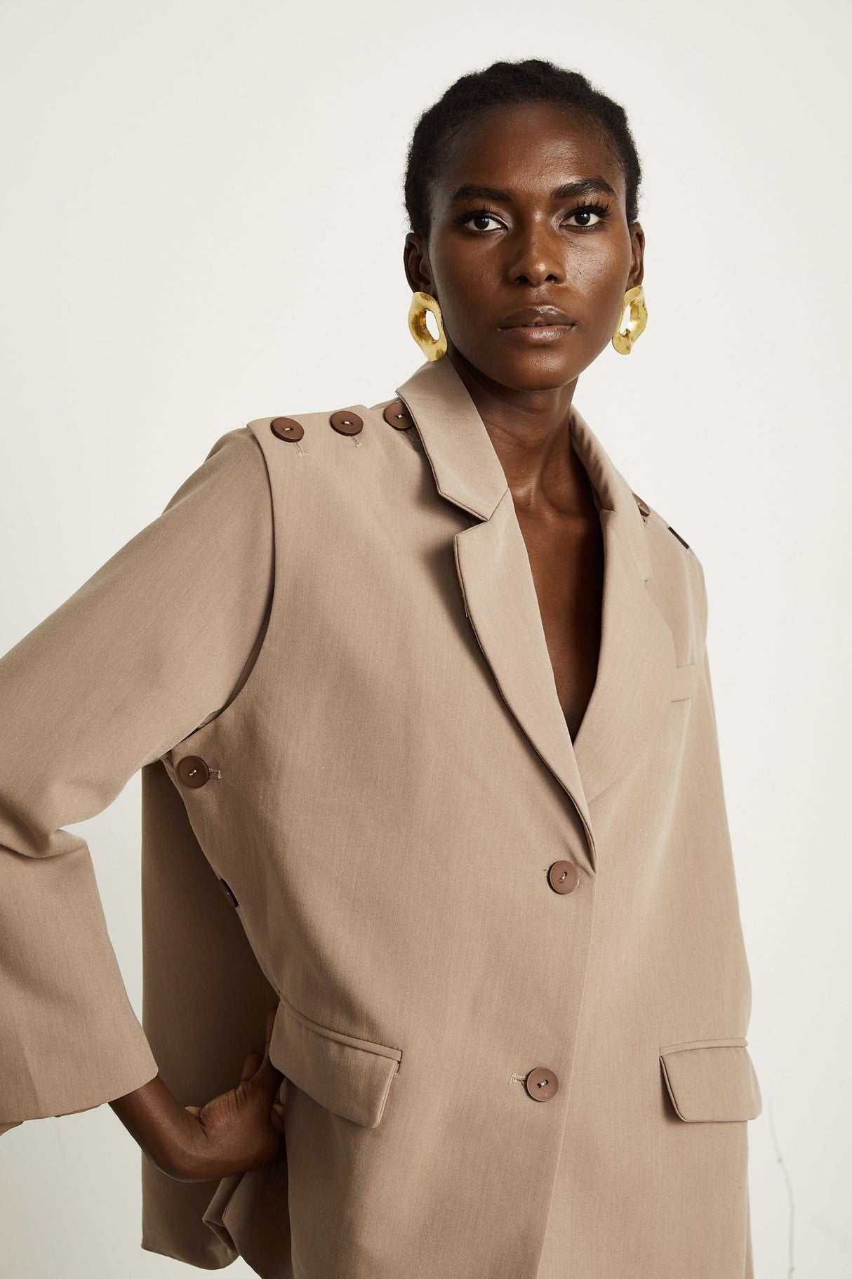Greta Blazer - Notched Lapels - Detachable Front Panel - Separate Rear Collar - Buttoned Cuffs