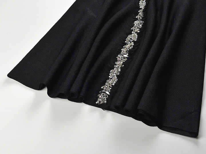 Greta Dress - a - Line Silhouette - Halter Neckline - Floral Embellishment - Tailored Waist Accentuation - Chic Silhouette