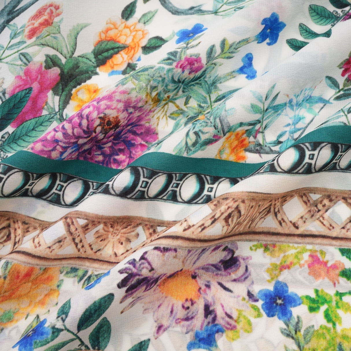 Guendalina Floral Midi Dress - Sleeveless with Spaghetti Straps - Twist Detailing - Crystal Embellished - Side Zip Fastening