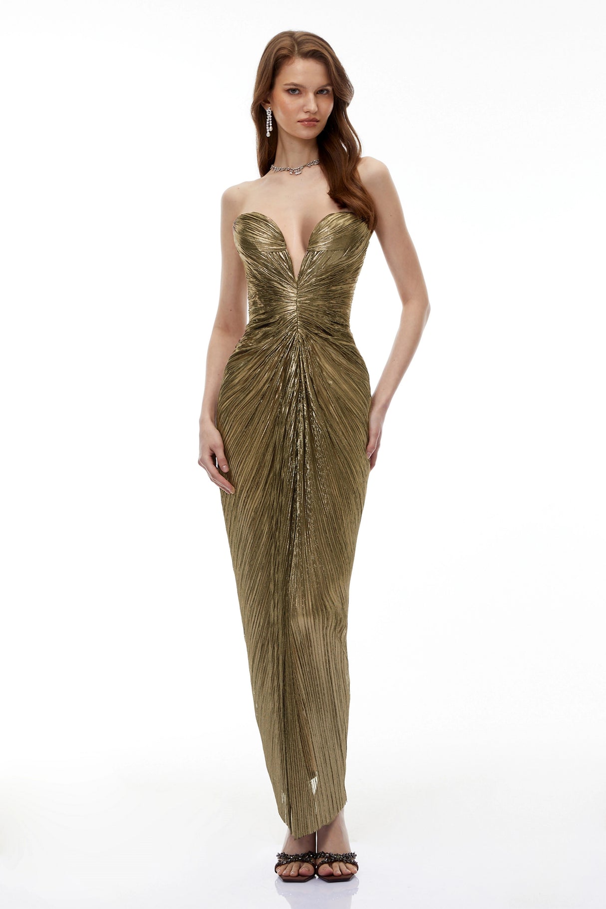 Guillermo Gold OffShoulder Maxi Dress
