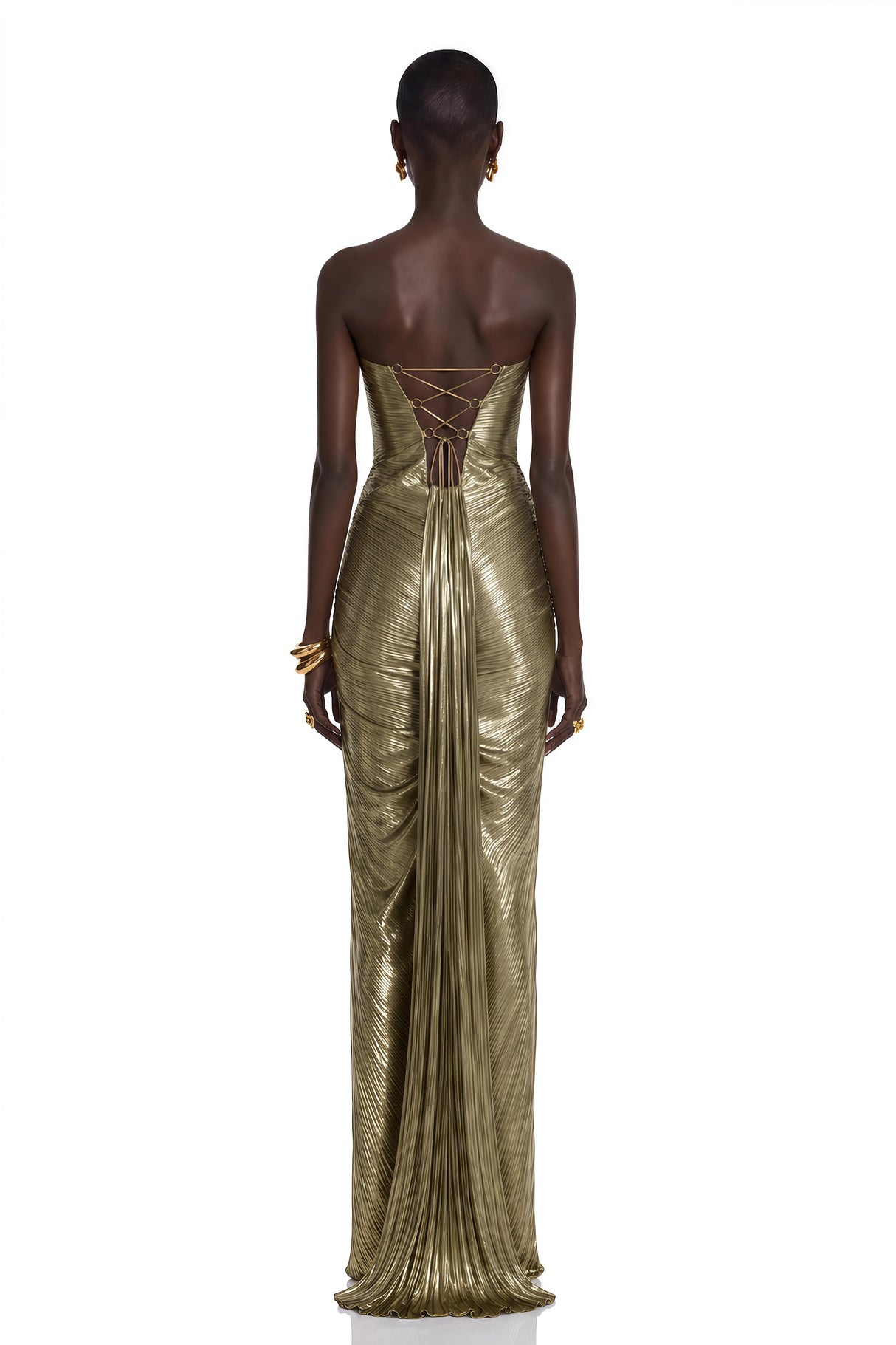 Guillermo Gold OffShoulder Maxi Dress