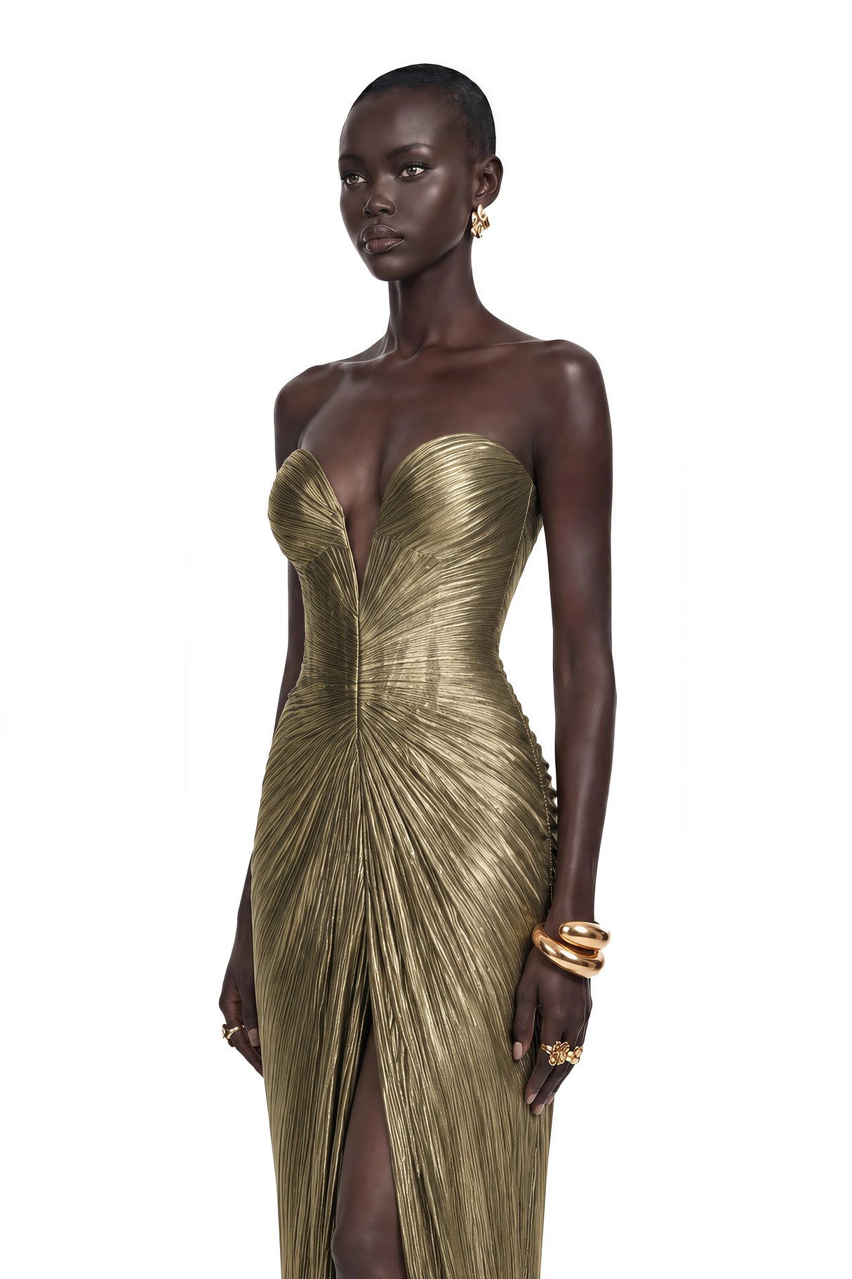 Guillermo Gold OffShoulder Maxi Dress