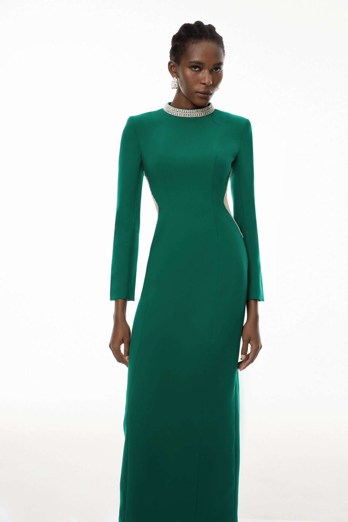 Hadley Green CutOut Crystal Maxi Dress