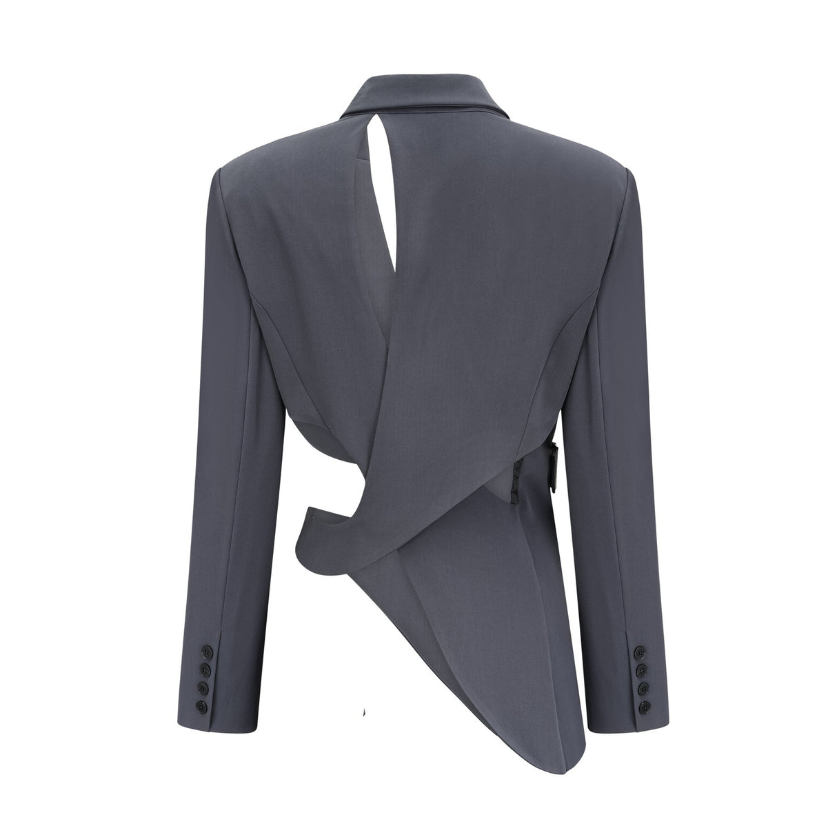 Hailey Jacket - Long Sleeves - Notched Lapels - Shoulder Pads - Asymmetric Design