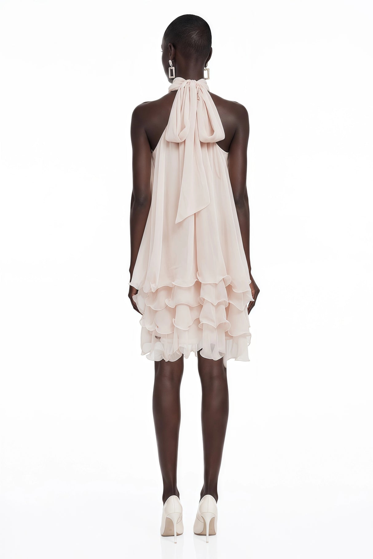 Haki Pink Sleeveless Tiered Ruffled Mini Dress