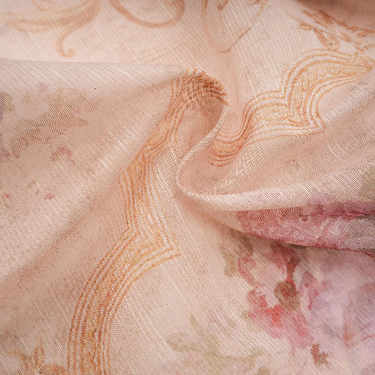 Haley Midi Dress Neutrals & Blue Pattern Long Sleeves Belt Button Fastening