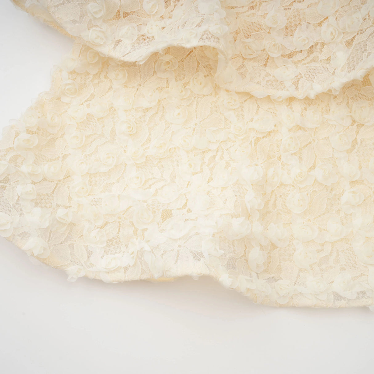 Halla Neutral Tiered Floral Lace Maxi Dress