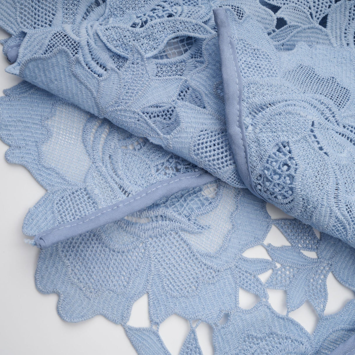 Hanna Midi Dress - Guipure Lace - Floral Appliqué - Scallop Trim - Flared Hem - Short Sleeves